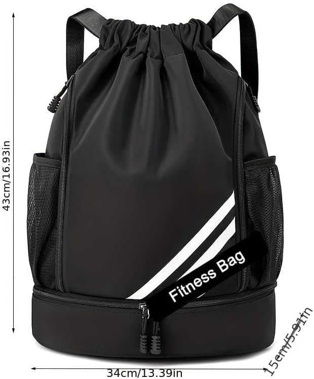 Miniatura 3 de 1 unidad, mochila deportiva, mochila, bolsa con cordón, natación, actividades al aire libre, fitness, camping, ciclismo, senderismo, Azul profundo,