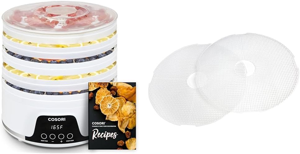 COSORI Food Dehydrator 5 Trays Butter Warmer & COSORI 2Pack BPA-Free Mesh Screens
