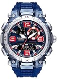 MASTOP Orologio sportivo analogico digitale da uomo, impermeabile fino a 50 m, stile militare, doppio display con sveglia, cronometro, retroilluminazione, visualizzazione data e settimana, cinturino