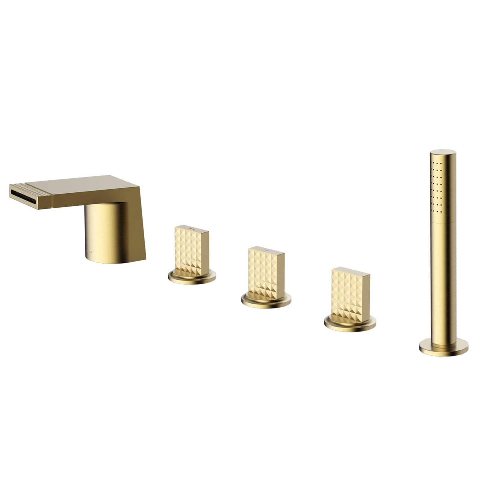 ZQFHSX Ornaments Waterfall Bathtub Faucet Set, Two Handle Deck Mounted Roman Tub with Hand Shower, Faucets 5 Hole, Fil LWX