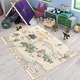 Generic Kids Room Rug, Pooh Bear Map, Soft Play Rug, 140x200cm