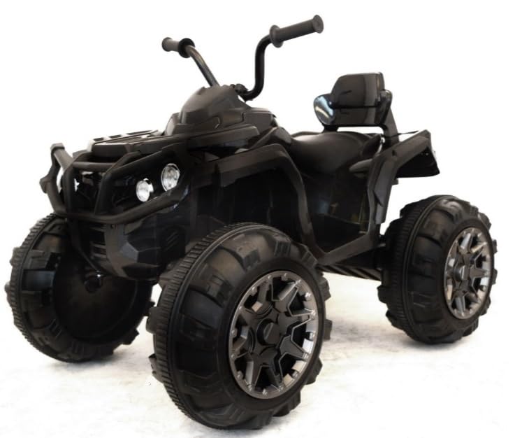 Akumulator Quad 12v dla dzieci, gumowe koła, skórzane siedzenie, rodzicielski pilot RC (czarny)