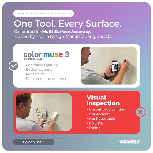 Image of COLOR MUSE 3 Portable Color Matching and Paint Scanner Device - Wireless Digital Colorimeter Sensor for Accurate Color and Sheen Detection - Pocket-Sized, Easy Carry, Indoor /Outdoor Projects - Black
