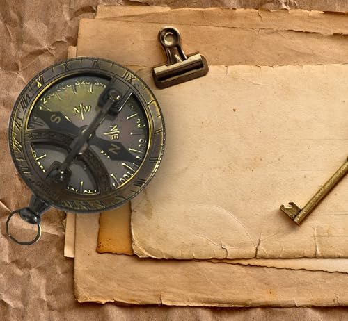Marine Brass Finish Pocket Sundial Compass Nautical Antique Gilbert Son London Style Engravable Brass & Glass with Magnetic Navigational Instrument Home & Table Decor