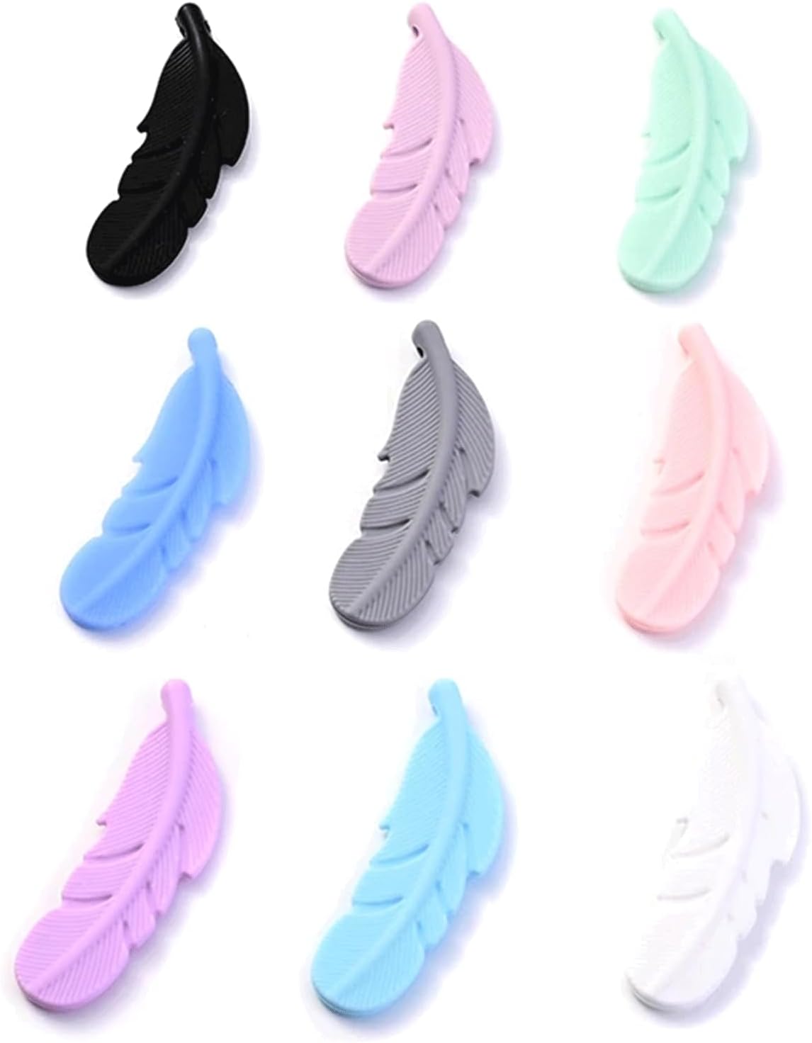 18PCS Feather Silicone Beads Colorful Silicone Beads Bulk Spacer Beads Colorful Shaped Focal Beads for DIY Craft Garland Keychain Lanyard Necklace Bracelet Jewelry Making Accessories Handmade Crafts - Image 3