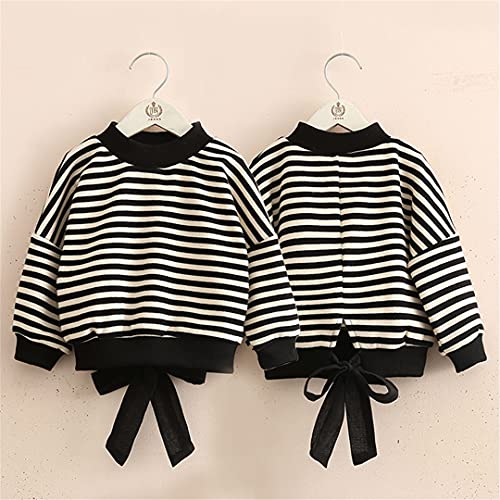 Autumn Spring Children O-Neck Knitted Pullover Cotton White Black Striped Sweater2