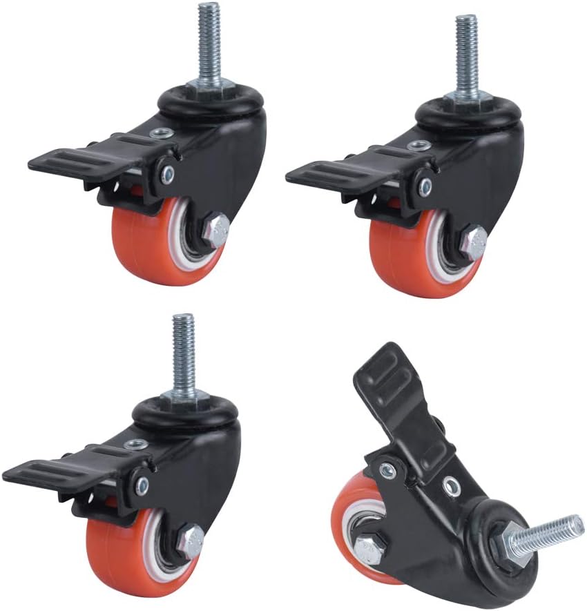 Wheels 1.5インチ ポリウレタンスイベルキャスター、ダブルベアリングキャスター、家具キャスター、ユニバーサル360度回転、ブ
