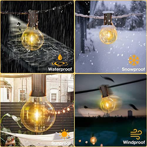 GPATIO Led-lichtketting voor buiten, 7,6 m, lichtketting, voor buiten, stroom met 12 + 1 stuks, warmwit, G40 gloeilampen, plastic, IP45 waterdicht, voor binnen en buiten, voor tuin, terras, bruiloften, feesten - Image 3