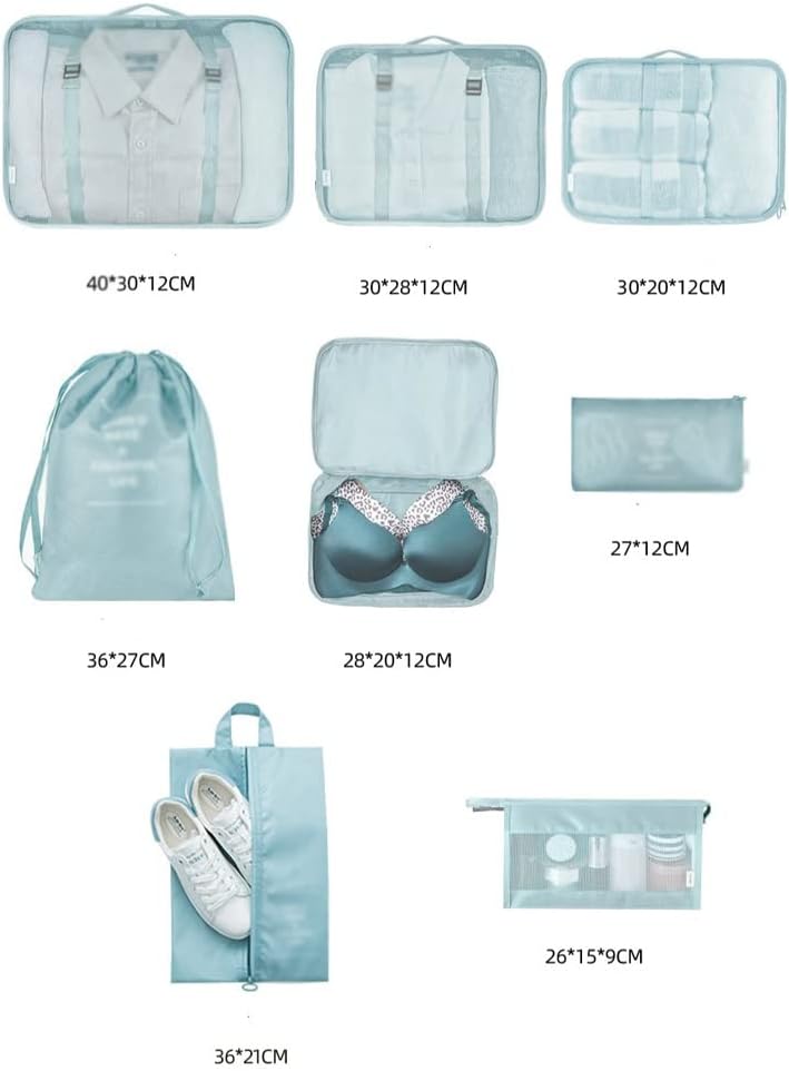 8pcs Set Travel Organizer Storage Bags Suitcase Packing Set Storage Cases Portable Luggage Organizer Clothes Shoe Tidy Pouch Bag (Color : A) (B) image 3