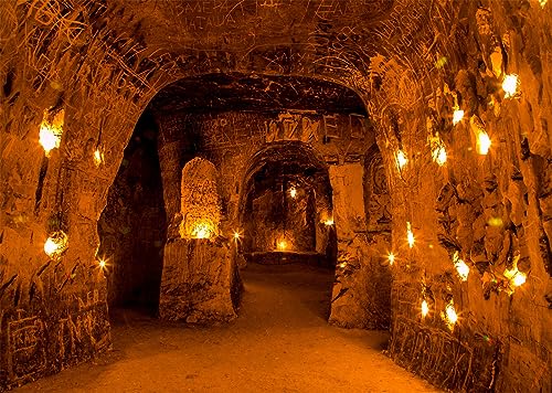 BELECO 10x6.5ft Fabric Abandoned Underground Cave Monastery Backdrop Ancient Cave Underground Church Background for Party Decorations Photo Props