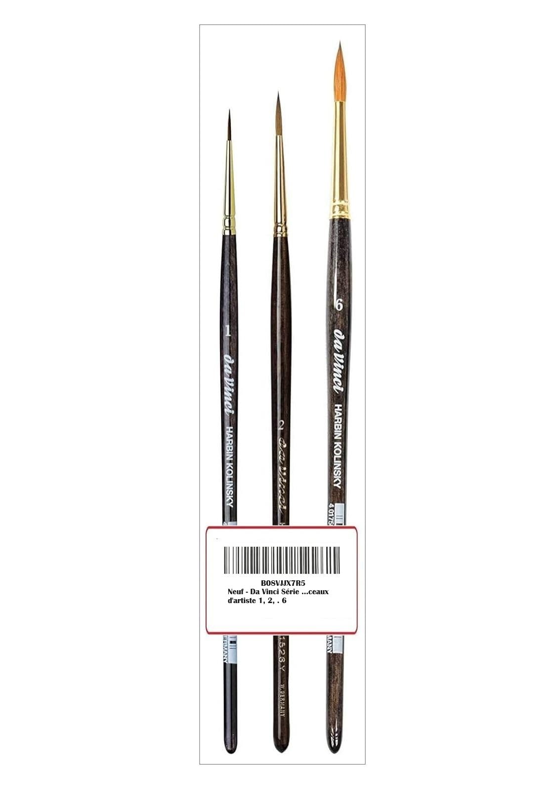 Da Vinci Série 1526Y Harbin-Kolinsky Künstlerpinselset-Pinsel 1,2,6. Made in Germany