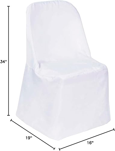 Miniatura 4 de Tableclothsfactory 40 piezas de lino blanco poliéster plegable silla cubierta comedor silla cubierta cubierta para boda fiesta evento banquete