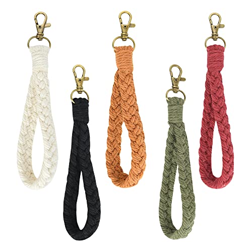 Allreal 5 Pcs Macrame Boho Keychain Soft Woven Wristlet Bracelet For Women Knotted Lanyard Keyring Holder For Wedding Bridal Gift #TOP7