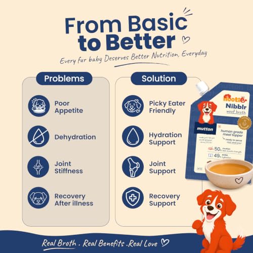 Image of Nootie Bone Broth for Dogs & Cats | Slow-Simmered 12+ Hours | Collagen + Glucosamine | Gut Health & Joint Support | Hydrating Meal Topper | Preservative-Free | Pack of 3 (Mutton)