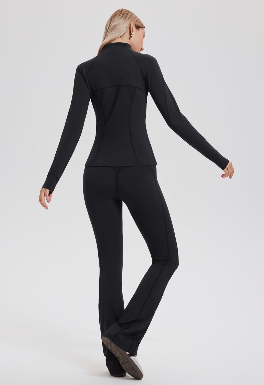 AFZ Women's Bodycon Two Piece Tracksuit Zip-Up Sweat Set with Contrast Striped Flared Joggers Travel Suit
