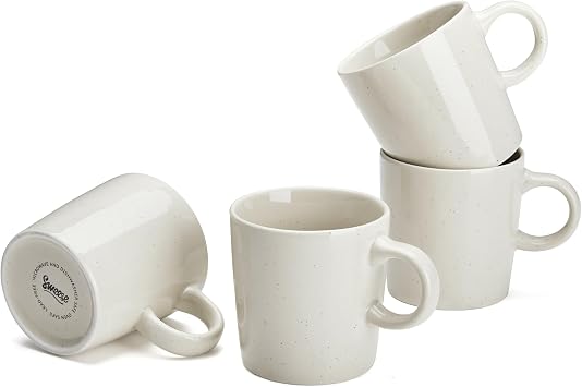 Sweese 3.5oz Porcelain Espresso Cups Set of 4, Mini Coffee Mugs Demitasse Cups - White Grey