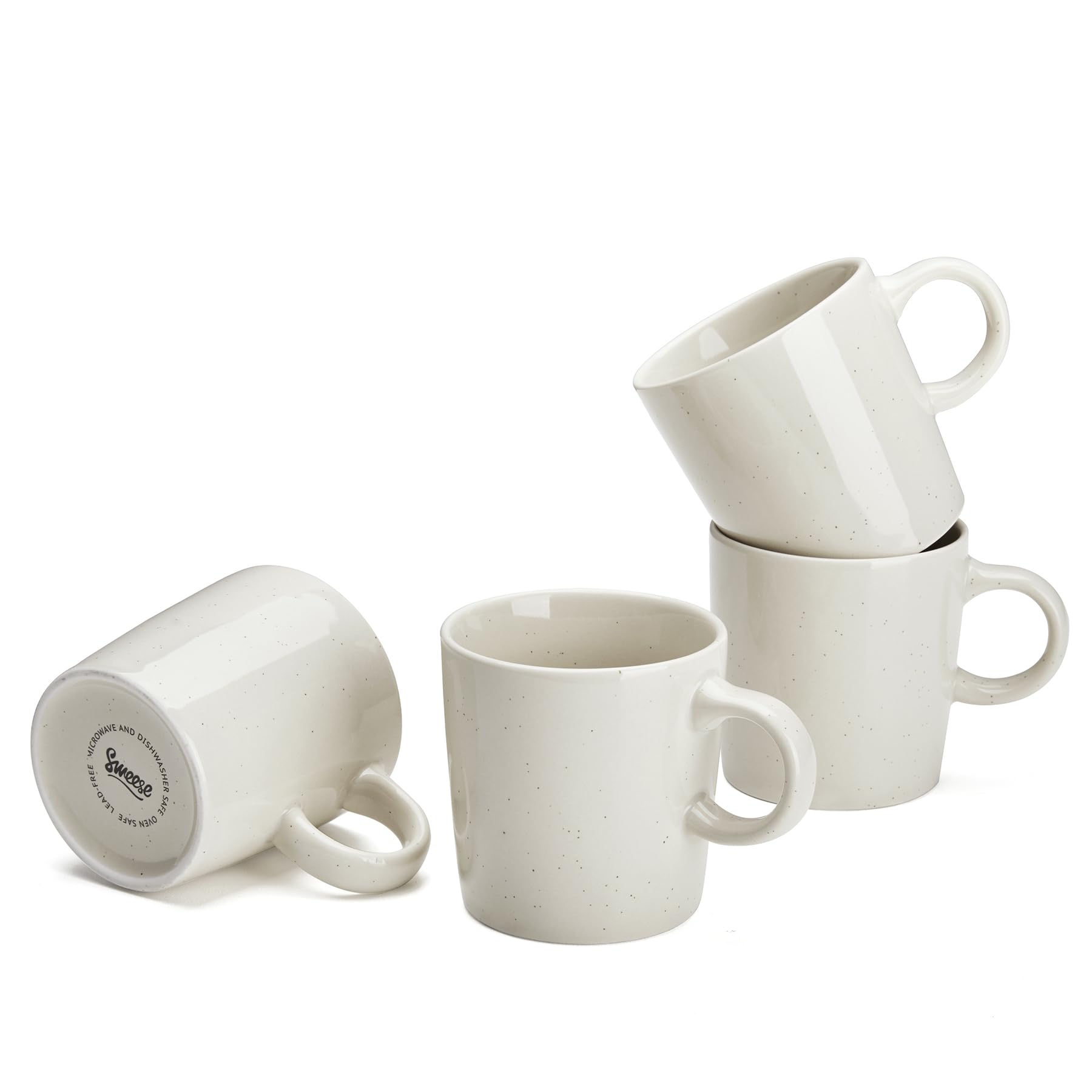 Sweese 3.5oz Porcelain Espresso Cups Set of 4, Mini Coffee Mugs Demitasse Cups - White Grey