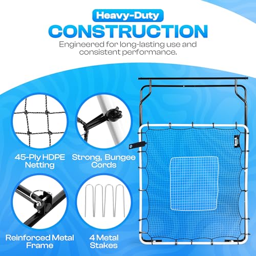 Baseball Rebounder Net 4x4.5 FT – Heavy Duty Pitching & Fielding Return Trainer with Extra Net | Portable Practice Screen for Throwing, Catching & Solo Drills | USA Owned by Gorilla Balls - Image 4
