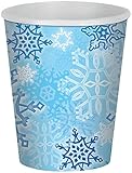 Beistle Snowflake Beverage Cups, 9-Ounce, Blue/White