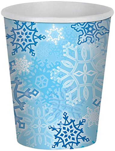 Beistle Snowflake Beverage Cups, 9-Ounce, Blue/White