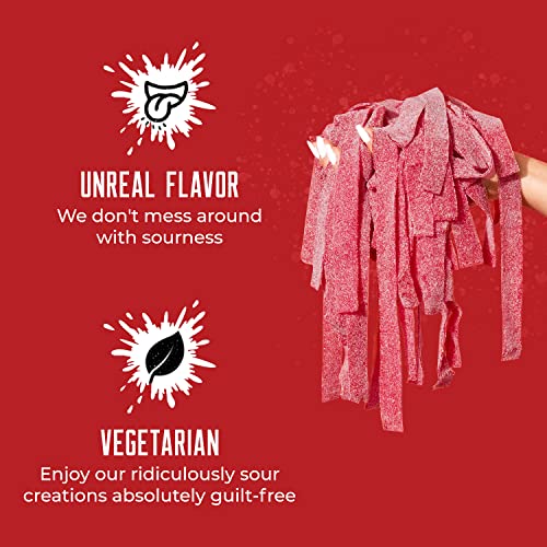 SOUR STRIPS Wild Cherry Flavored Candy | Deliciously Chewy Belts Vegetarian Candies, 12 per Pack, 2 Pack