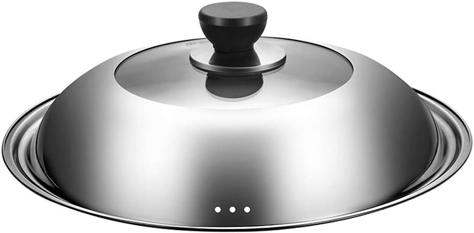 Lid Stainless Steel and Tempered Glass Lid Replacement Cookware Frying Pan Cover and Stainless Steel Skillet Lid Steaming Cover Dome Lid-30CM