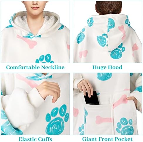 IvyH Oversized Blanket Hoodie, Super Soft Warm Fleece Hoodie Blanket, Comfortable Hooded Blanket With Giant Front PocketOne Size Fits All Women Men Girls Boys