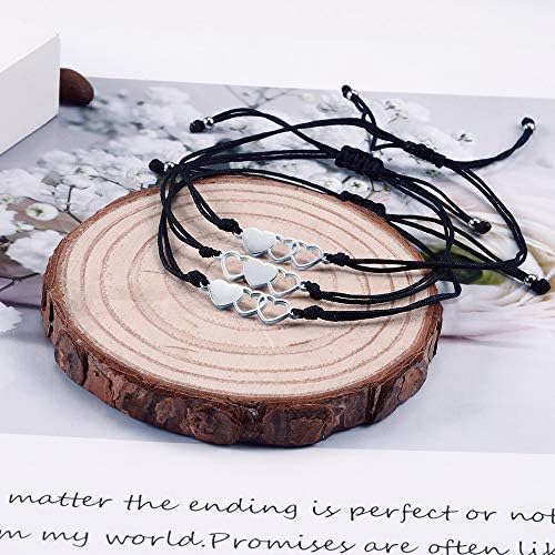 Cheerslife 2/3/4/5 Pcs Sisters Bracelet Friendship BFF Bestie Matching Heart Long Distance Bracelets Gift for Girls Women