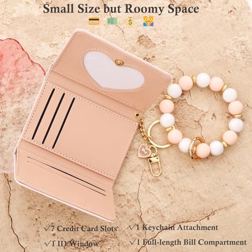 Small Wallets Woman Silicone Bracelet Wristlet Wallet Trifold Slim RFID Cute Bow Card Holder Purse3