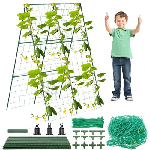 Cucumber Trellis 32 X 48in A Frame Plant Support Trellis Adjustable Cucumber Support Frame Pea Frame for Climbing Plants Vegetables Flowers Grapes Grow