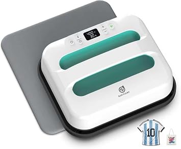 Heat Press Machine 12" x 10" Portable & Easy Heat Press for T-Shirts, Pillows, Tote Bags & More White-Green+Mat