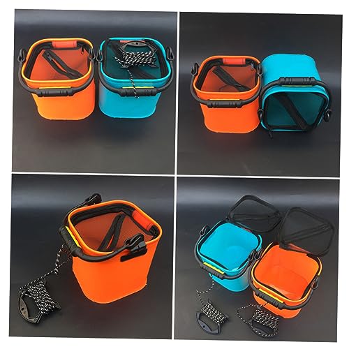BIUDECO 1PC Eva Fishing Bucket with Zipper Portable Slip Fishing Basin Thickened Folding Live Fish Container Mixed Color Lightweight