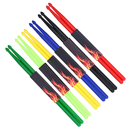 Oumefar 6 pares de baquetas 5A de nailon, 42 cm de longitud, para batería y percusión miniatura 4