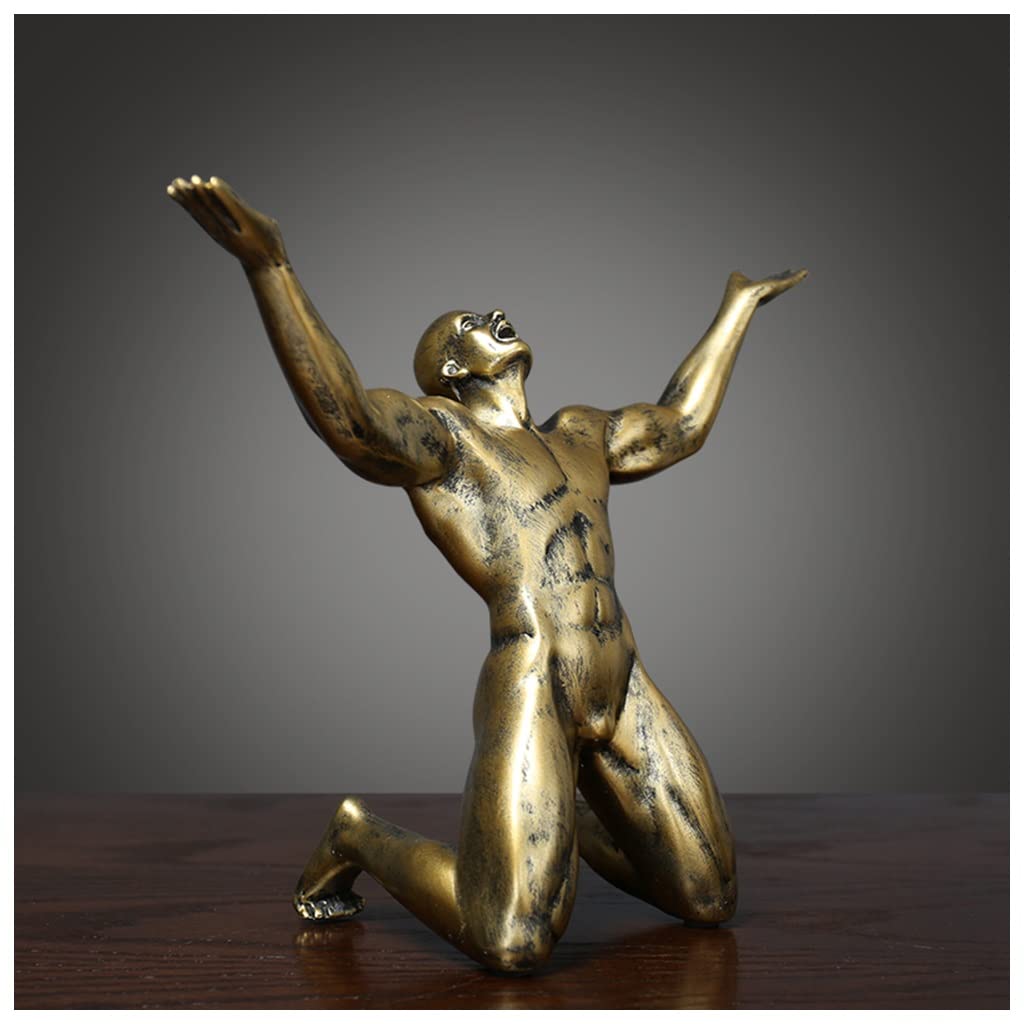GHKryD statue, Resin Gold Decor Accents for Living Room Desk Funny Bookshelf Accessories Gifts for Men(Gold)
