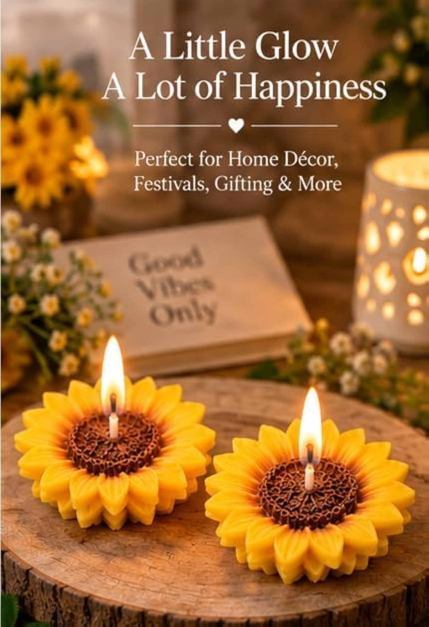 Decorative Multicolor Sunflower Designer Candle Set (Pack of 2)
