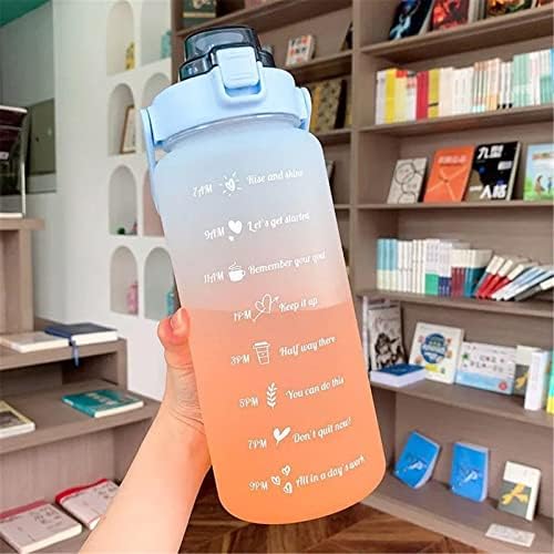 Bandan 2 Litre Water Bottle 2L 2ltr With Straw Time Markings Large Bottle Sports 2lt Flask Water Bottle (Blue)