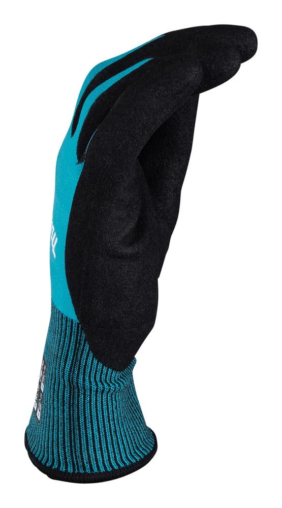 Makita P-84707 Cut Level 1 Nitrile Coated Dipped Gloves, Size X-Large, Blue/Black, Extra Large - Image 4