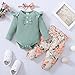 Mioglrie Newborn Baby Girl Clothes Outfits Romper Pants Set Cotton Baby Girls' Clothing Floral Baby Girl Stuff Cute Baby Clothes Girl Gifts Green Baby Clothes Girl 0-3 Months
