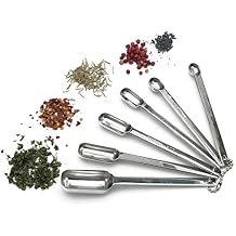 ملاعق قياس التوابل من الفولاذ المقاوم للصدأ RSVP ، مجموعة من 6 | 1 / 8 tsp إلى 1 Tbsp Measures | عش لسهولة التخزين | آمن لغسالة الصحون | جاف أو سائل | خبز أو طبخ
