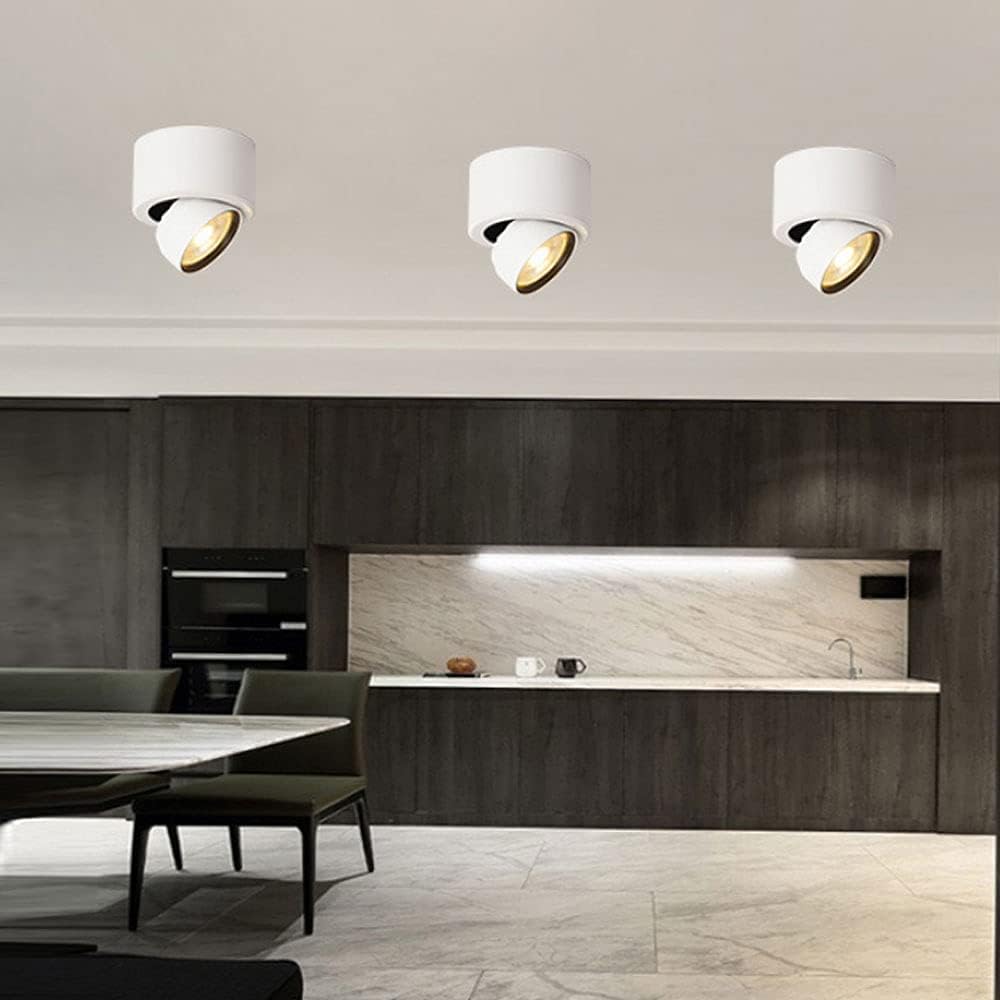 Spotlight Directional Spotlight Led Surface Mounted Accent Spot Lighting, Adjustable 7W Ceiling Light Fixtures, Indoor Directional Spotlights for Living Room Dining Room Office/White-3000K