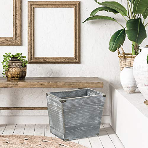 Bote de basura rectangular de madera gris estilo rustico miniatura 6