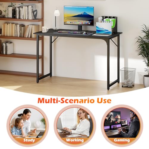 Image of BestOffice Computer Desk,Home Office Desk, Modern Simple Style for Home Office Study Writing (Black, 47 Inch)