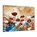 Wieco Art Blooming Poppies Canvas Prints Wall Art Colorful Flowers Pictures Paintings for Living Room Bedroom Bathroom Home Decorations Modern Stretched and Framed Pretty Floral Giclee Artwork