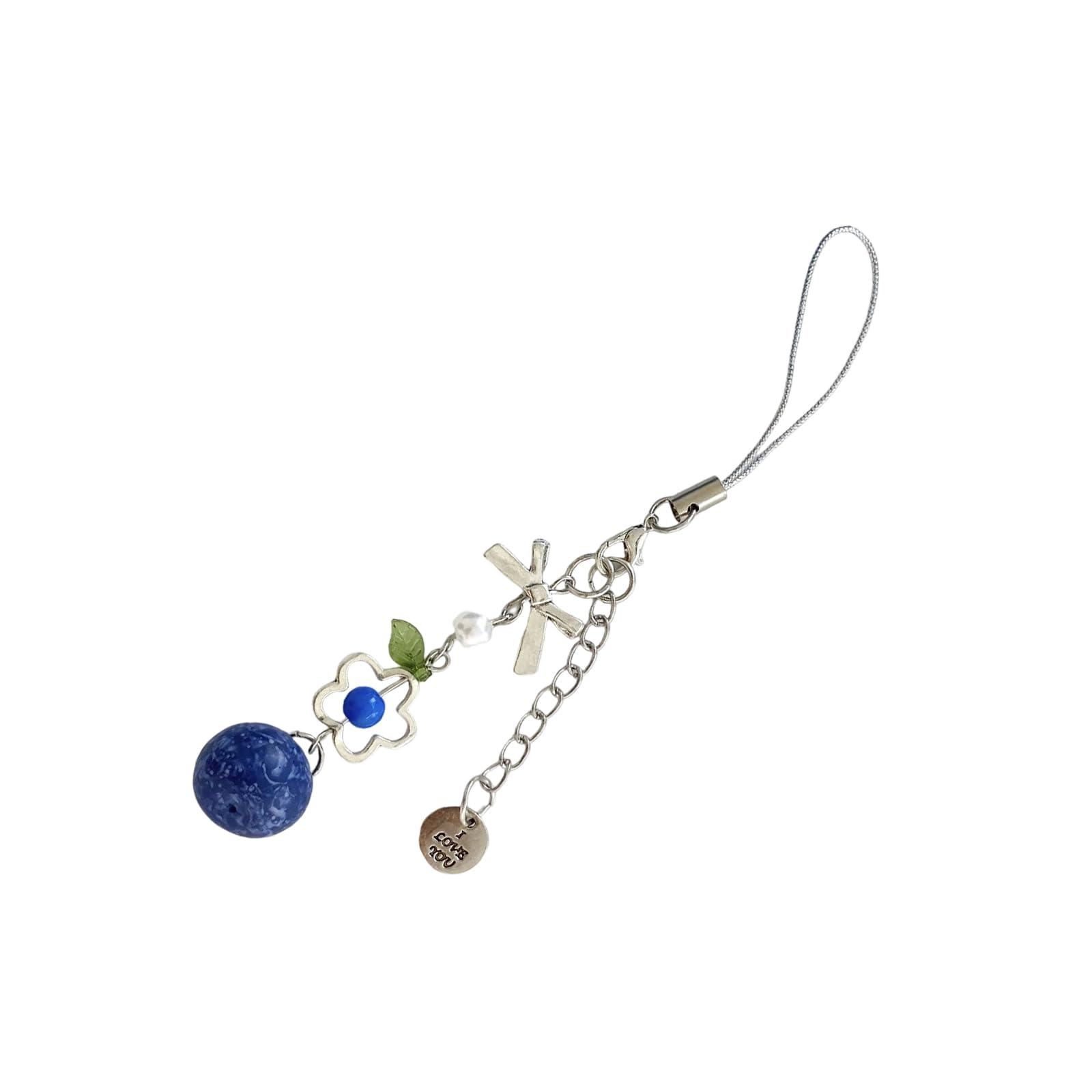JAMNGHB Spring Inspired Blueberry Charm Keychain With Metal Chain Soft Rubber Alloy Lovely Girls Accessory Practical Gift Sturdy Alloy Phone Charm