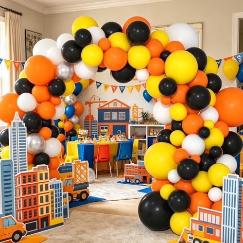 Ballons de construction orange et noir pour kit arche facile à monter - 6