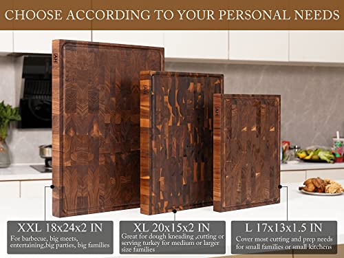 Tabla de Cortar de Madera de Nogal Americana, Extra Grande y Gruesa, Construcción de Fibra Vertical, 50,8 x 38,1 x 5,08 cm, con Ranura para Jugos y Asas Integradas, Antideslizante (Caja de Regalo) miniatura 5