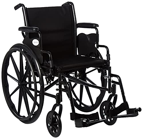 Rehamo Steely PCB Steel Frame Wheelchair with Flip Back Armrest - 18 Inch | Adjustable & Foldable Wheelchair for Elderly Disabled Adults Seniors & Patients - Weight Capacity - 110 kg | Black