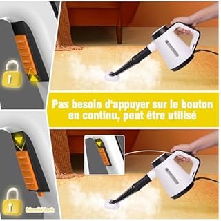 Fippesax Nettoyeur à vapeur portatif,Chauffage instantané 15S,Nettoyeur à vapeur multipurpose pressurisé 400ml avec 9pcs Accessoires (blanc)