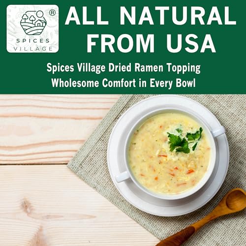 SPICES VILLAGE Dried Ramen Toppings [ 1 lb ] - Dehydrated Vegetables Mixed Vegetables Flakes, Mix of Carrot, Onion, Red & Green Bell Pepper, Celery, Cabbage & Spinach Flakes - Kosher, Gluten Free, Non GMO, Resealable Bulk Bag - Thumbnail 5