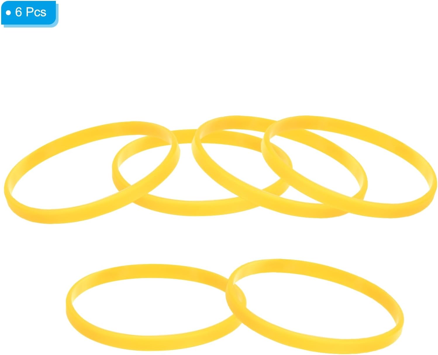 PATIKIL Silicone Bracelets, 6 Pack Colored Rubber Wristbands Blank Stretch Sports Bands for Adults Teen Sports Team Games, Yellow